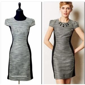 Anthropologie Moulinette Soeurs black grey and silver sheath dress sz 10 NWT
